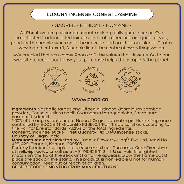 NATURAL INCENSE CONES - JASMINE