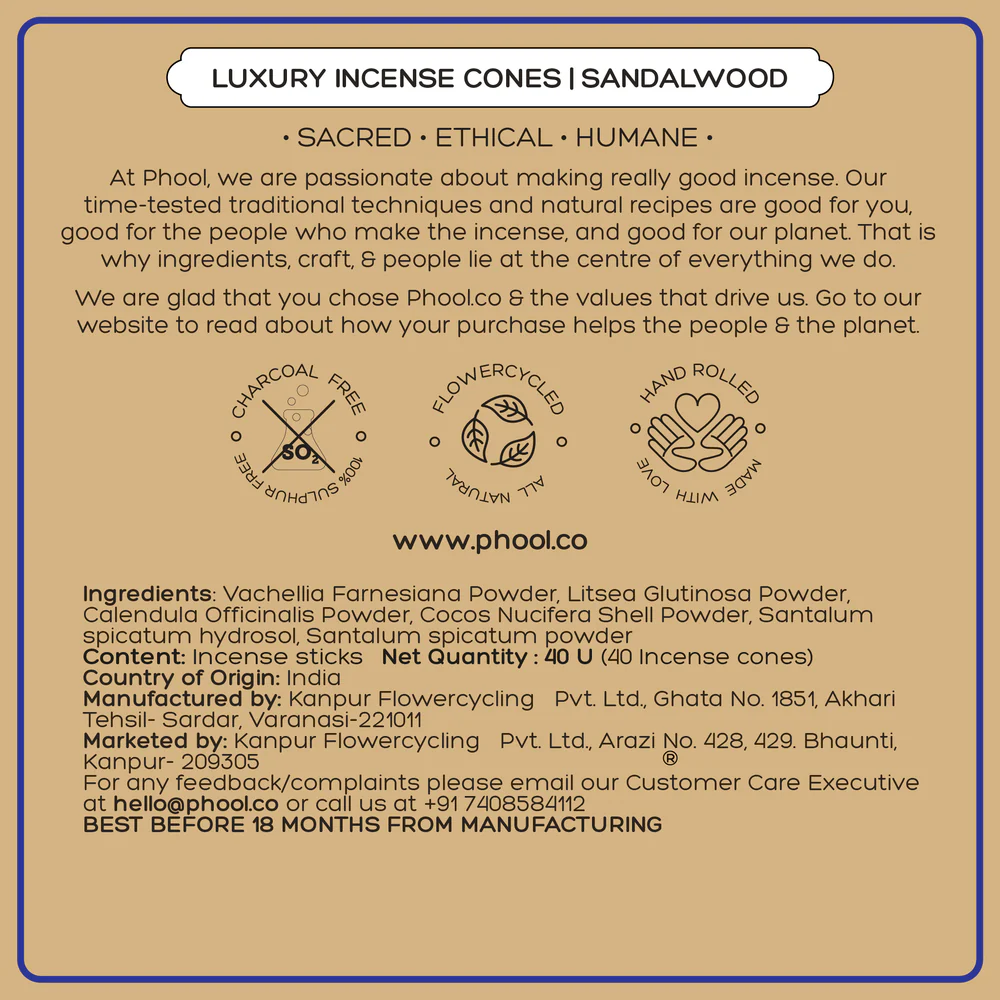 KVT SANDALWOOD INCENSE CONES