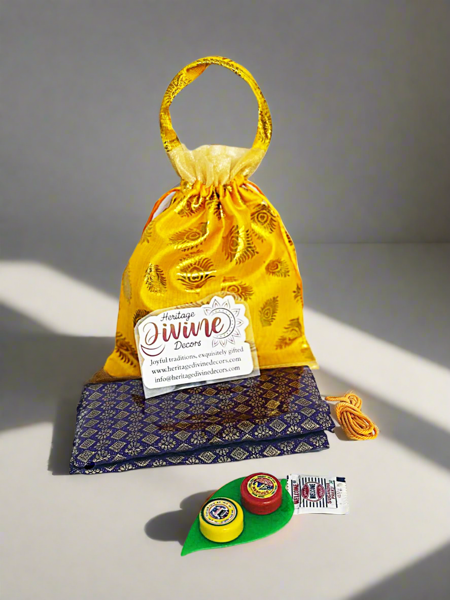 Thambulam set with yellow potli bag