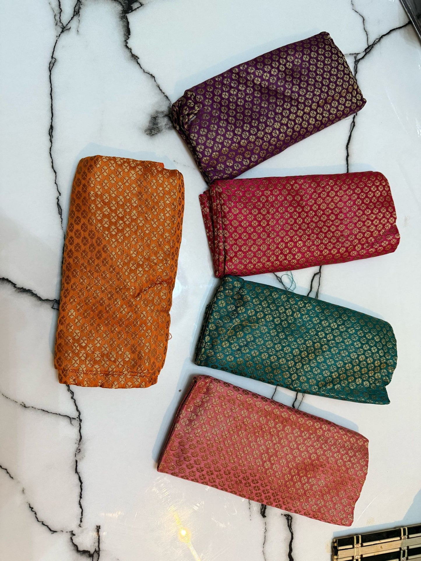 Elegance Jacquard/Brocade Multi-Colors Unstiched Blouse Piece Material 1 Meter Each (100 cm) Pack of 5