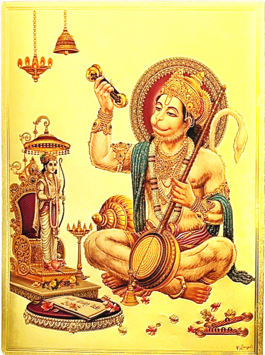 Lord hanuman printed on golden fibre sheet