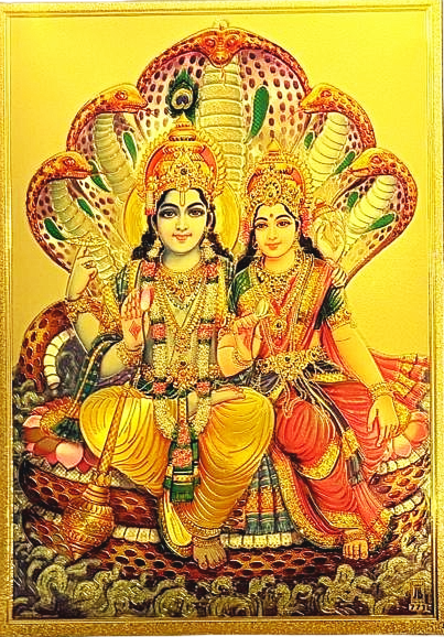 Lord vishnu printed on golden fibre sheet in multi sizes