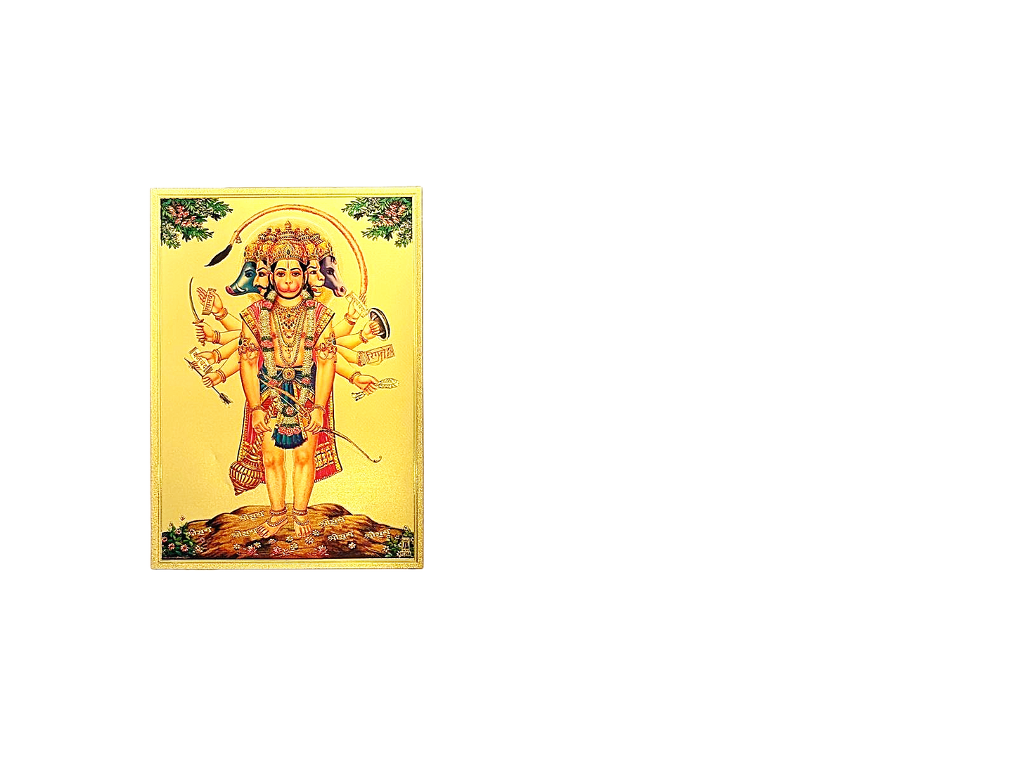 Lord hanuman printed on golden fibre sheet