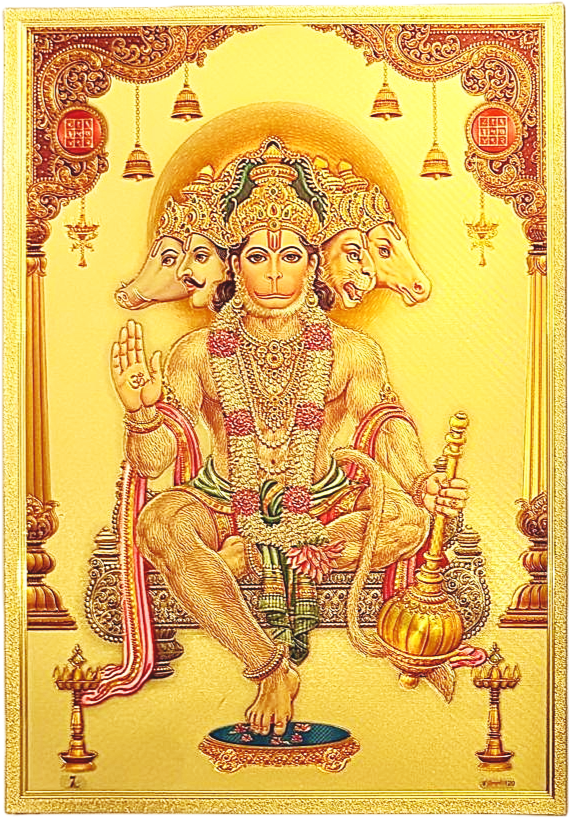 Lord hanuman printed on golden fibre sheet