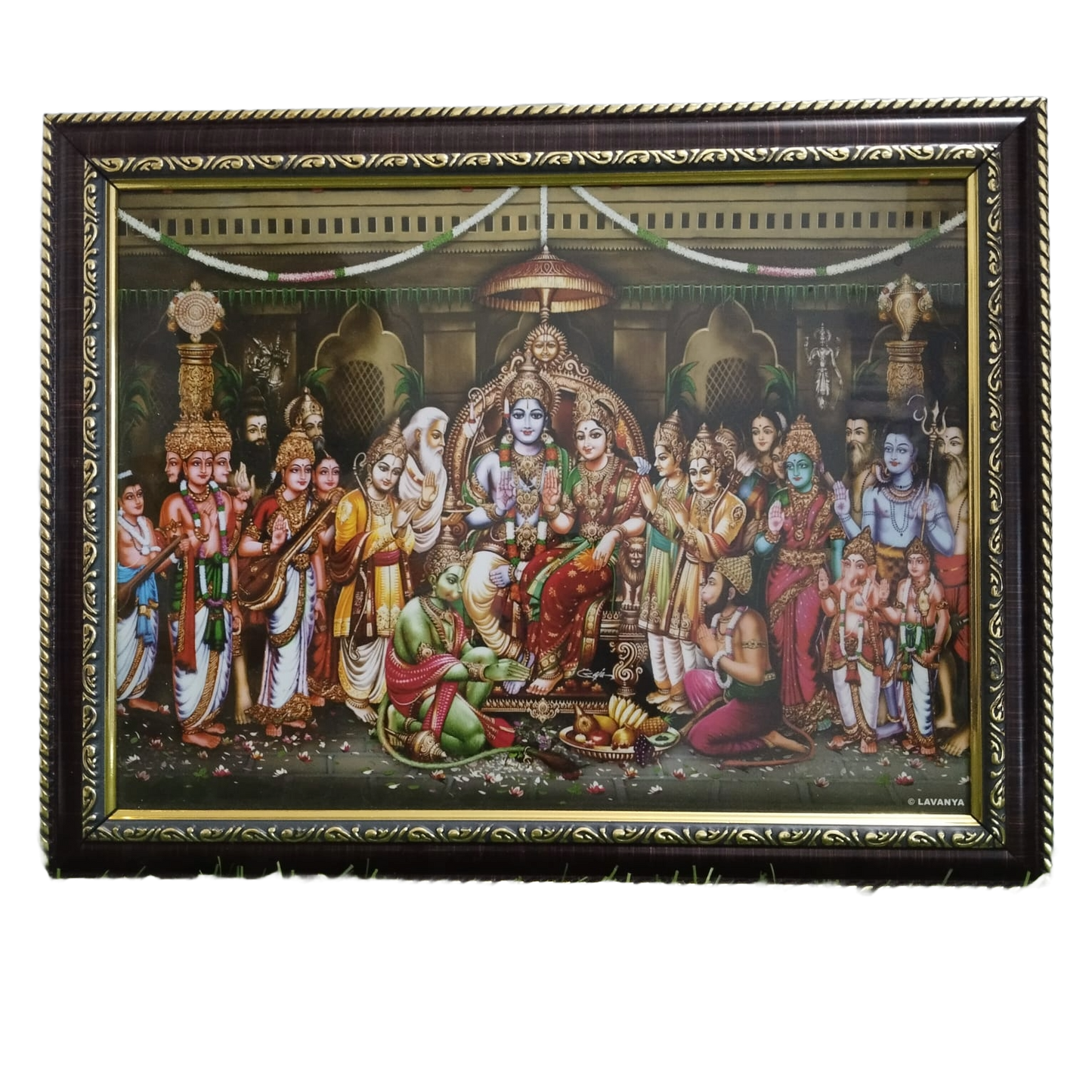 Sri Rama Pattabhishekam Photo Frame | Picture Frame for Pooja Room Decor (9 * 12 inches)
