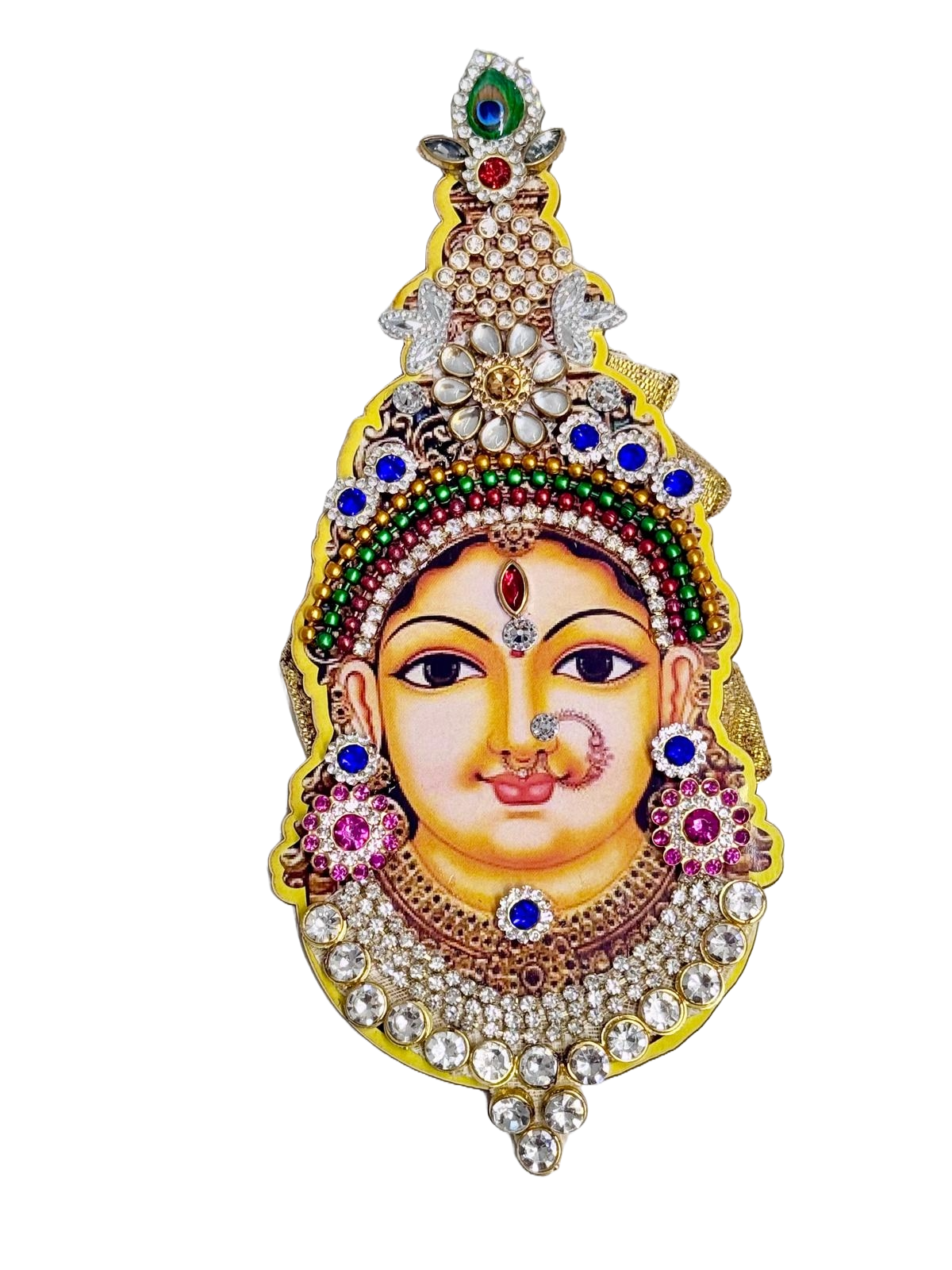 Tanjore painting of varalakshmi devi on cardboard with stick on