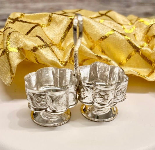 German silver kum-kum turmeric stand for pooja/return-gift