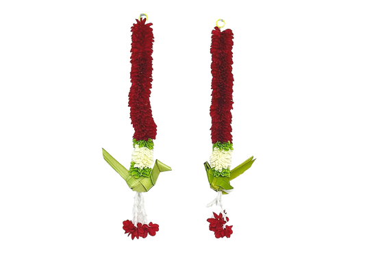 Artificial flowers made of cloth for hanging on walls or stair cases - Set of Two