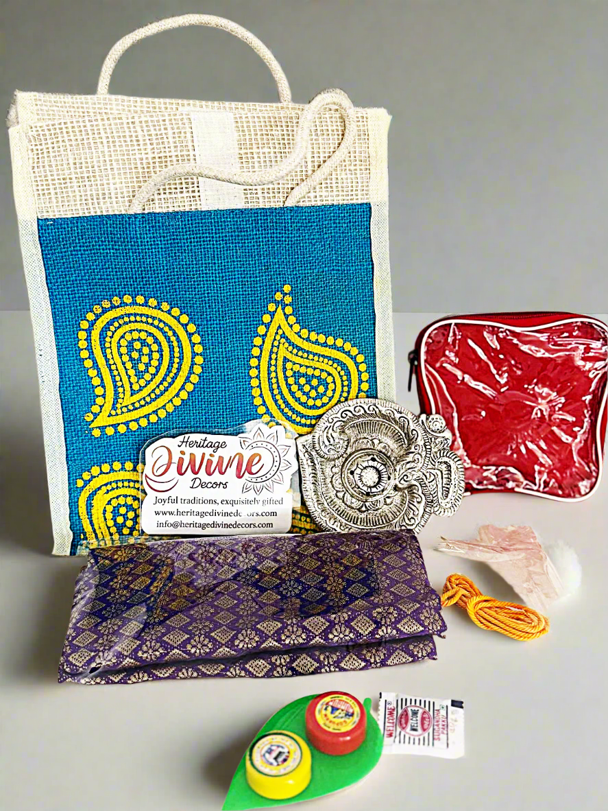 Return gift set with antique german silver OM incense stand