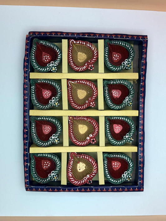 Heart Decorative Diyas - Set of 12