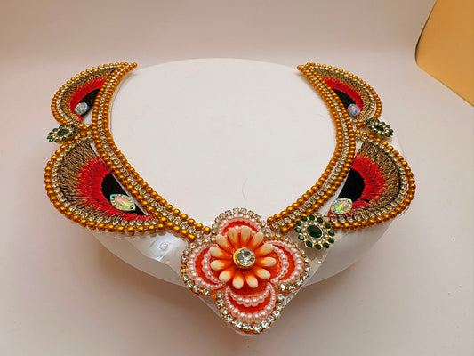 Mala for divine photo frames or idols with peacock feather design