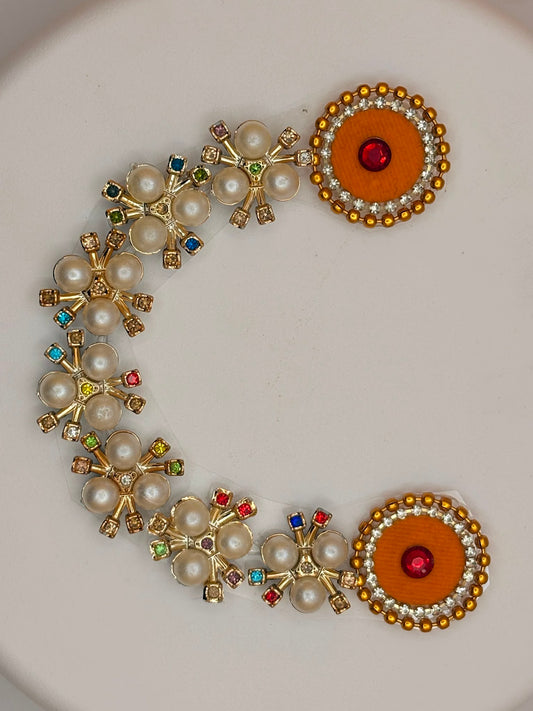 Round Pearl Stone Malaas | Vastram for God Frames 9X9 cm