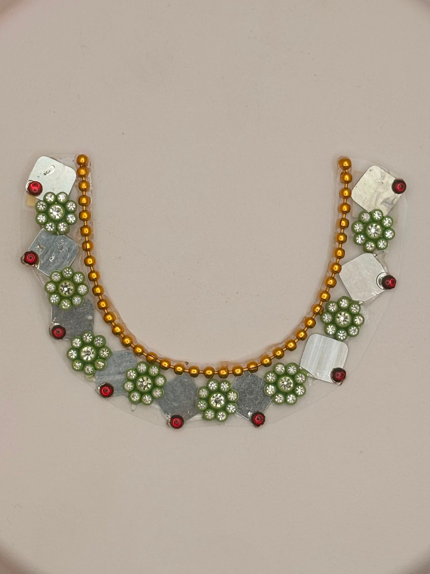 small photo frame sticker mala 6 x 6 cm kundan mala for idols/photos
