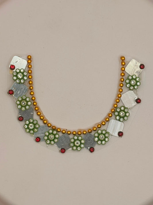 small photo frame sticker mala 6 x 6 cm kundan mala for idols/photos