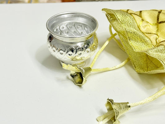 German silver NAKKASHI CUP with stand/ kumkum/ Prasad/ bhog prasadi bowl
