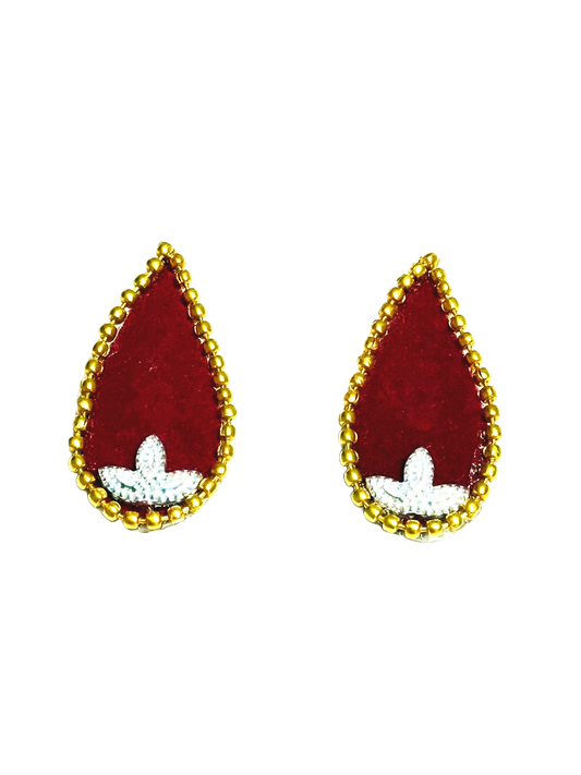 Marron Gold Teardrop Embroidered Patch,Indian Handmade Teardrop Gold Gota Applique