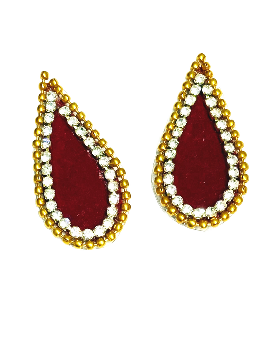 Marun Gold Teardrop Embroidered Patch,Indian Handmade Teardrop Gold Gota Applique,Pink - Each Teardrop