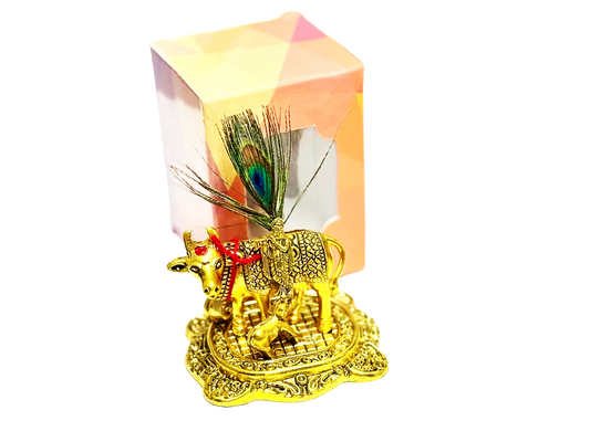 Gold plated gomatha with peacock feather for return gifts