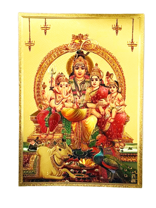 Lord shiva parivar printed on golden fibre sheet (12 * 9 inches/ A3)